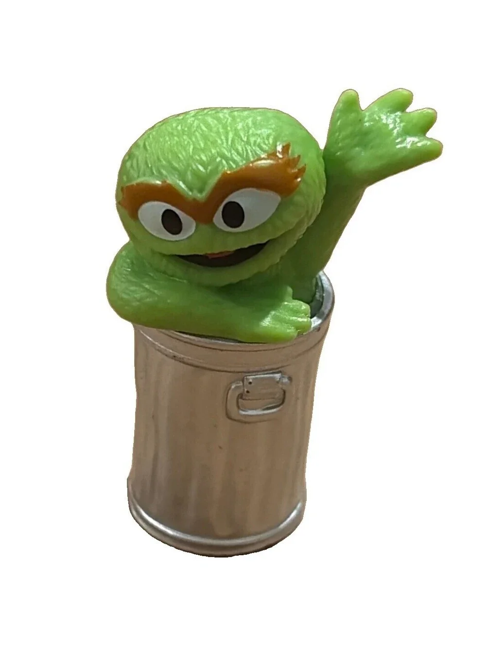 Sesame Street Oscar the Grouch Trash Can PVC Figure TM Sesame 1405SK01 Vtg